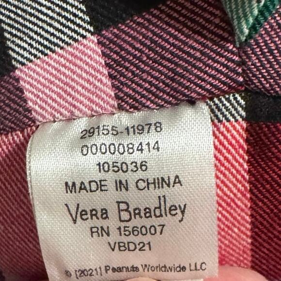 Vera Bradley Peanuts Snoopy Plush Stuffed Animal, Plaid Ribbon - Picture 5 of 7